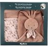 KALOO - Copertina Doudou Terracotta con Testa di Coniglio - Ultra-Morbida in Micro-Velluto - Regalo di Nascita Premium - K218031