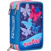 Seven Astuccio Scuola Elementare, 3 scomparti, Medie, con Matite, Pennarelli, Penne, 3 Zip, Pen Pad, Bambina, viola