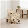 Carrello Primi Passi in Legno Multifunzione Spingi-Carrello in Legno Maniglia