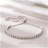 Bianco Trattato Bracciale Tennis con Diamanti 17.8cm Lunghezza Regolabile