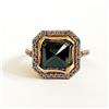8 KT Nero Anello Diamante Taglio Asscher IN Finitura Oro Rosa AAA Certificato Un