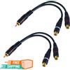 BTFO 2pz Sdoppiatore RCA 1 Maschio 2 Femmine 22cm Splitter RCA Y Cavo Phono Prolunga