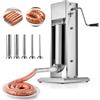 VEVOR 5L Manual Sausage Bagging Machine, Vertical Meat Bagging Machine, Dual Speed, Heavy Duty Stainless Steel with 5 Tubes of Bagging for Commercial and Home Use