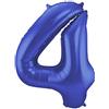 Folat 65924 Palloncino di Alluminio Numero Figura 4 Blu Metallizzato Opaco 86 cm - Decorazione Palloncino di Elio per Compleanno, Anniversario