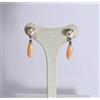 ORECCHINI ARGENTO 925 PERLE AKOYA 8 mm PENDOLI ROSA FARFALLINA AGHT 0784
