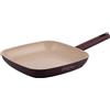 GALILEO Bistecchiera Tropea SìChef con Rivestimento Antiaderente in Ceramica, 26x26 cm, Lega di Alluminio, NO PFAS NO PTFE, Beige/Marrone, Induzione
