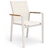 Set 4 Sedie Da Esterno In Alluminio E Textilene Con Braccioli Polywood Bianco