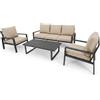 Set Salotto In Alluminio 5 Posti Con Cuscini e Tavolino Bally Antracite