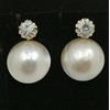 Orecchini In Oro 18K 750 Mls. Perle Giapponesi Da 15,8 Mm Con Zirconie