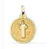 FMF Pendente Oro 18K 750 Mls. Medaglia 16 Mm San Benedetto Monaco Con Croce