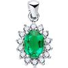 Pendente Oro Bianco 18k 750 mls con Smeraldo 1,10 ct Q e Diamanti Lab 0,42 ct Q