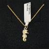 FMF Pendente E Catena Oro 18K 750 Mls. Cavalluccio Marino. Bicolore 15 MM.