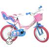 Dino Bikes Bici 14 peppa pig per bambina rotelle cestino porta bambola Dino Bikes