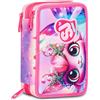 SJ GANG STYLE JAM GANG Astuccio Scuola 3 Zip Cat Led, Rosa, Portapen dYbF
