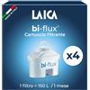 LAICA bi-flux 4 Filtri Acqua - Riduce Cloro, Calcare e Metalli Pesanti | Preserva sali minerali, riduce sostanze indesiderate, 4 cartucce filtranti (4 mesi, 150L ciascuno), Made in Italy