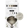 Copic Ciao Shade, Set Warm Gray + Black, 6 pezzi | Copic Marker per ombreggiare, per sfumature + dettagli, ricaricabili | Ideale per entrare nel mondo dei toni del grigio | Include 1 Multiliner in