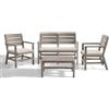 BICA Salotto da Giardino Divano 2 Posti 2 Poltrone Tavolino Taupe - DOGHE BICA