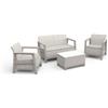 ALLIBERT Salotto Giardino Divano 2P Poltrone Tavolino Pebble g/Soft beige Scandi ALLIBERT