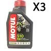 Motul 510 Olio Miscela moto 2T Scooter 100% Synt Technosynthese anti-fumo 3 LT