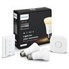 Philips Hue White Ambiance Starter Kit con 2 Lampadine E27, 1 Bridge e 1 Telecomando Dimmer Switch Inclusi