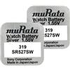 MURATA 2x Murata 319 SR527SW Batterie Orologio Ossido D'Argento 1.55V