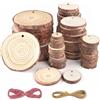 TXErfolg 60 Pezzi Dischi Legno Grezzo,Diametro 1-3 cm/4-5 cm/7-8 cm, Con Foro Fette di Al