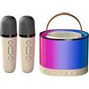 No Macchina per Karaoke Color Crema con 2 Microfoni , Altoparlante Bluetooth 9021