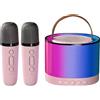 No Macchina per Karaoke Rosa con 2 Microfoni , Altoparlante Bluetooth Portati7887