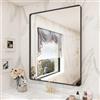 CHARMOR Specchio da bagno 71 x 91 cm, nero opaco, specchio rettangolare con cornice, per parete, angoli arrotondati, antiruggine, infrangibile (orizzontalmente/verticalmente)