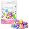 BODYNESS Sugar Rush Bath Salts - sali da bagno da 300 g con 4 strati di colore - aroma di zucchero filato e burro di cacao - viola, blu, giallo e rosa
