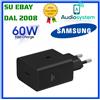 Samsung CARICABATTERIA RAPIDO 60W ORIGINALE per SAMSUNG USB C EP-T6010 CARICATORE NERO