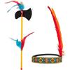 Boland - 44093 - Set indiano, fascia e ascia, lunghezza 35 cm, tomahawk, multicolore, estensibile, decorato con piume, capo, selvaggio west, costume, carnevale, festa a tema