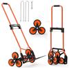 VEVOR Carrello Portapacchi per Scale Capacità di Salita Scale 54 kg, Carrello Pieghevole Portatile con Maniglia Telescopica, 6 Ruote e 2 Corde Elastiche, per Casa, Generi Alimentari, Magazzino