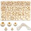TOAOB THE ONE AND ONLY BABY TOAOB 406 Pezzi Perline Legno Naturale Grande Foro 8mm a 20mm Rotonde Palline Le