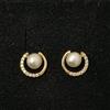 Orecchini In Oro 18K 750 Mls. Perla E Aro Con Zirconiti. 9 Mm.