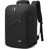 KONO Zaino Ryanair 40x20x25, Zaino da Viaggio e Bagaglio a Mano per Aereo, Zaino Porta PC con Apertura a 180° per Wizz Air e EasyJet (40 x 20 x 25 cm, Nero)