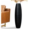 Rocendlor Vaso da pavimento alto, 70 cm, grande, robusto, lussuoso, strutturato, per rami decorativi e fiori secchi, decorazione resina nera