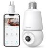 Codnida 2K Telecamera Lampadina WiFi Esterno per E27 Portalampada PTZ Videocamera di