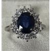 Carlo Raspagni ANELLO IN ORO BIANCO 18 kt. CON DIAMANTI NATURALI E ZAFFIRO BLU DI TAGLIO OVALE