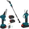 DE ROSA SHOP Kit Potatura 3 in 1 Forbice a Batteria e Motosega 6 Pollici Elettrica con Asta