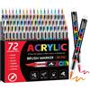 Tongfushop 72 Pennarelli Acrilici, Acrylic Marker Pennello con Flusso