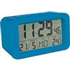 Fisura - Sveglia digitale blu con LED. Orologio indicatore di data e temperatura. 2 allarmi. Pulsante Snooze. 2 batterie AAA. Gomma ABS. Misure: 12x5,5x7