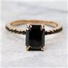 5 KT Nero Anello Diamante Smeraldo Forma IN Rosa Placcato Oro AAA Certificato