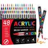 Tongfushop 48 Pennarelli Acrilici, Acrylic Marker Pennello con Flusso