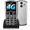artfone A400 Argento - 4G Telefono Cellulare per Anziani con Tasti Grandi丨Funzio