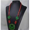 COLLANA ORO 18KT GIADA VERDE CORALLO ROSSO PRIMA SCELTA SPINELLI NERI OGLN 092