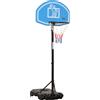 HOMCOM Canestro Basket Altezza Regolabile 197.5-254cm Base con Ruote e Tabellone