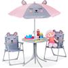 Relaxdays Tavolo Bambini con Ombrellone, Set con 2 Sedie, da Campeggio e Giardin