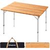 KingCamp Tavolo Pieghevole 100x65x45/52/65cm in Bamboo Regolabile in Altezza, da