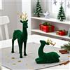 Renne in resina rosso verde ornamenti natalizi set di 2 floccate per tavolo